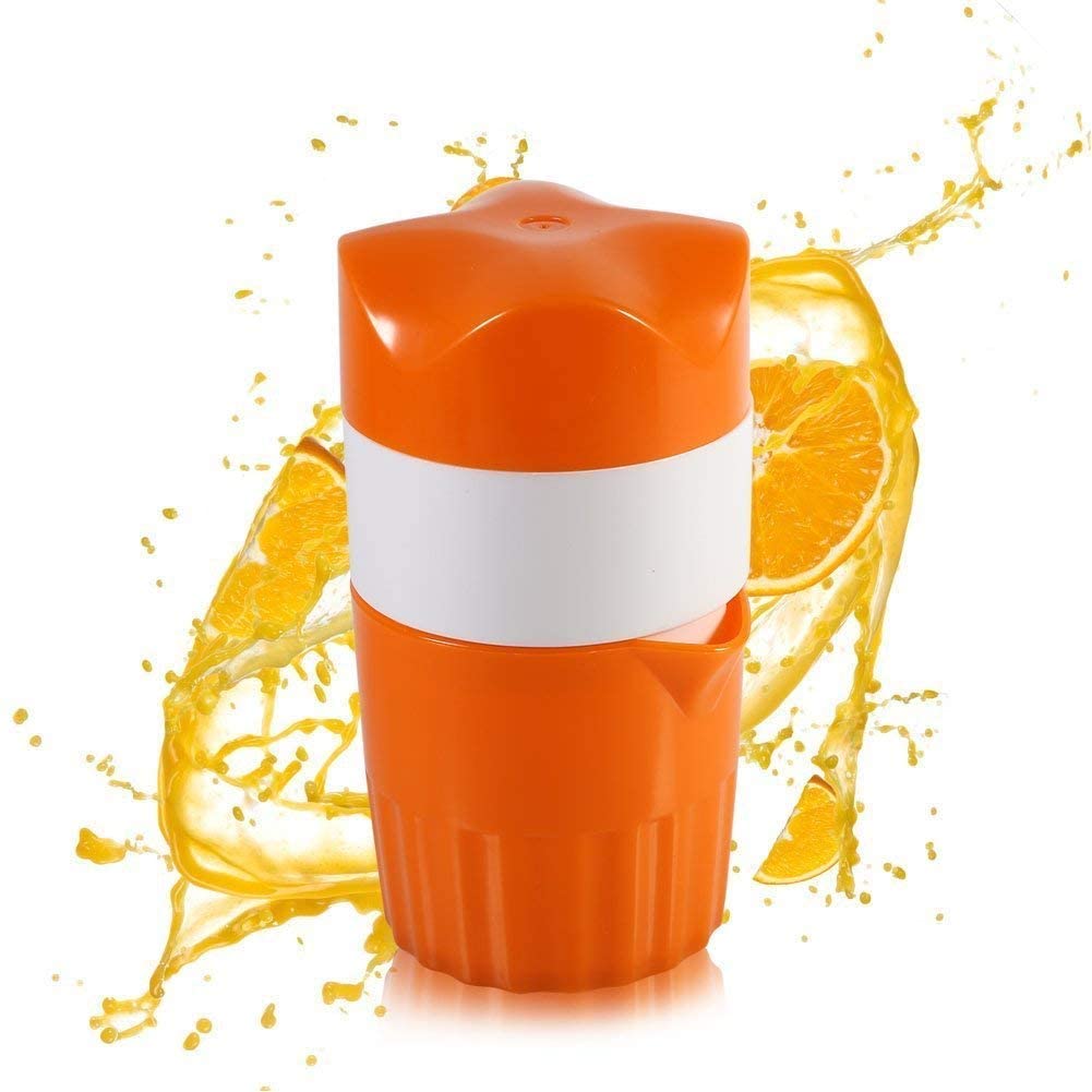 Citrus Juicer Hand Press Portable Orange (Orange and White)