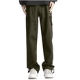 thumbnail image 2 of Styesk Men's Pants Men's Solid Color Pocket Work Pants Straight Leg Pants, 2 of 8