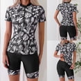 thumbnail image 1 of Lcziwo Womens Short Sleeve Rash Guard Two Piece Zipper Printed Swimsuits Surfing Slimming Bathing Suit with Shorts Black,L, 1 of 9