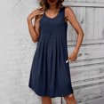 thumbnail image 1 of Ovzne Robes pour Femmes Robe d'Été Mode pour Femmes Été Couleur Unie Sans Manches Col Rond Robe Décontractée en Coton et Lin Robe Grande Taille Liquidation, 1 of 6