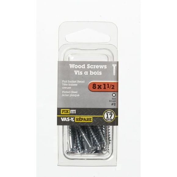 8x1-1/2" Flat Head Wood Screw 17 Pieces