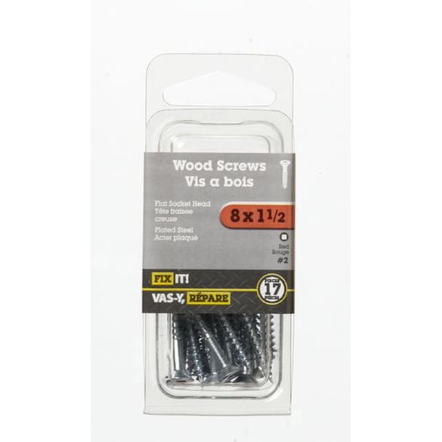 8x1-1/2" Flat Head Wood Screw 17 Pieces