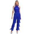 thumbnail image 1 of Kaerm Women's Sequins Fringe Sleeveless Ballroom Latin Salsa Rumba Dance Jumpsuit Royal Blue 3XL, 1 of 6
