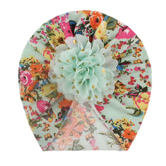 Hair Wrap Soft Touch Wide Application Polyester Floral Printed Baby Hat Kids Accessories