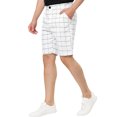 thumbnail image 4 of INSPIRE CHIC Men's Shorts Slim Fit Plaid Button Lightweight Twill Shorts 36 White, 4 of 7