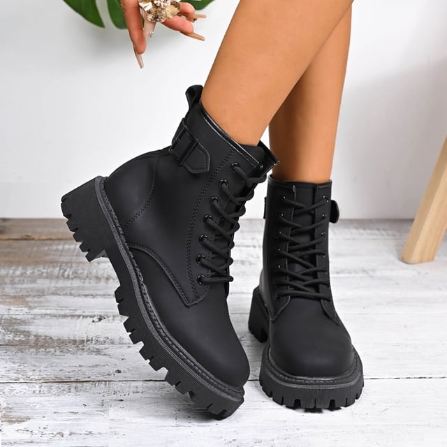 Styesk Bottes pour Femmes Mode Bottes Mi-Mollet pour Femmes Décontractées Bout Rond Bottes Confort Chaussures Décontractées Bottes de Travail pour Femmes