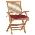 thumbnail image 3 of vidaXL Chaises de Jardin avec Coussins Rouge Vin 8 Pcs Bois de Teck Massif, 3 of 12