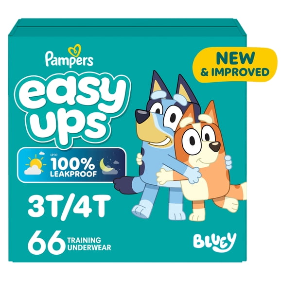 Pampers Easy Ups Culottes d'Entraînement à la Propreté pour Filles & Garçons, Taille 5 (3T4T), Bluey sous-Vêtements d'Entraînement Absorbants, jusqu'à 100 % Anti-Fuites Jour et Nuit, Hypoallergénique