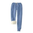 thumbnail image 3 of Ensemble de Survêtement en Molleton pour Femmes 2 Pcs Tenue d'Hiver Chaude Doublée Sherpa Ensemble de Chandail à Col Ras du Cou et Pantalon de Survêtement, 3 of 5