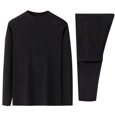 Yuyuzo Ensembles de sous-Vêtements Thermiques pour Hommes Couche de Base Doublée en Molleton Caleçons Longs Tenues Décontractées Confortables Ensemble Pantalon