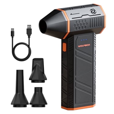 WolfBox Plumeau à Air Comprimé, Plumeau à Air Électrique 110000 Tr/min, Mini Ventilateur Turbo Sans Fil Rechargeable pour Nettoyeur de Clavier d'Ordinateur Portable Portable, Noir