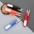 thumbnail image 2 of 4-Pack Multi-Purpose Small Scissors with Safety Cover – Ideal for Yarn, Fishing Thread, Cross-Stitch, and Sewing Projects Rebound U-Shaped Plastic Handle Scissors, Cross Stitch Colored Yarn Cutting, 2 of 5
