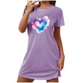thumbnail image 2 of Mefallenssiah Chemise de Nuit Courte Surdimensionnée pour Femmes Mode Imprimé Poitrine Manches Courtes, 2 of 7