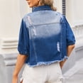 thumbnail image 4 of LOVZFMLL Jackets for Women's Fashion Color Lapel Look Slimmer Sleeve Denim Jacket, 4 of 8