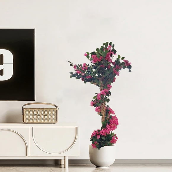 GloryStar Bougainvillea Artificial Tree Tall Potted Fake Bougainvillea Trees Lifelike Faux Plants with Wood Trunk and Pink Flower for Indoor Outdoor Office Wedding Home Decor