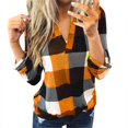 thumbnail image 2 of EIMELI Chemise Décontractée en Coton à Manches Longues à Carreaux pour Femmes, Veste Slim pour Femmes, 2 of 6