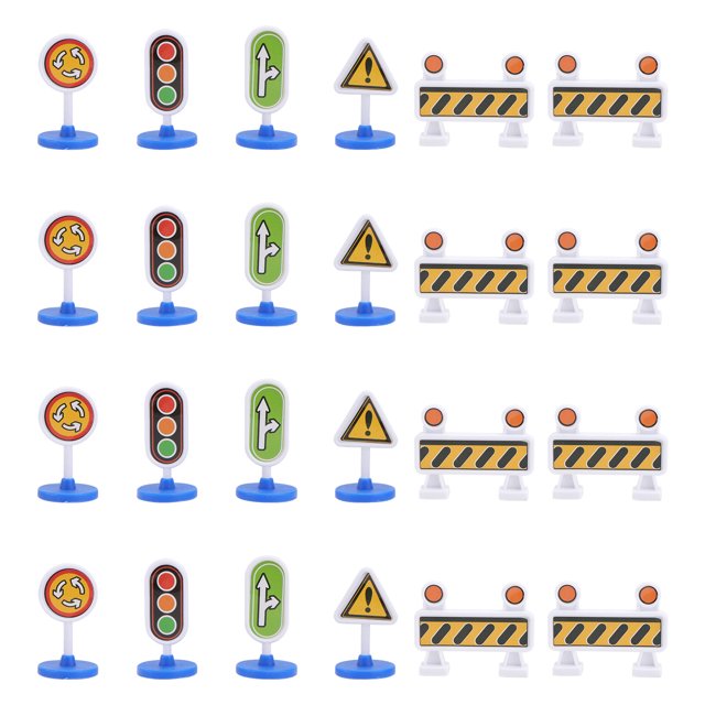 Jouet de Signalisation Routière 1 Ensemble de 24 Pcs Jouets Amusants de Panneau de Circulation Modèle pour Enfants Jouet de Panneau de Circulation Routière