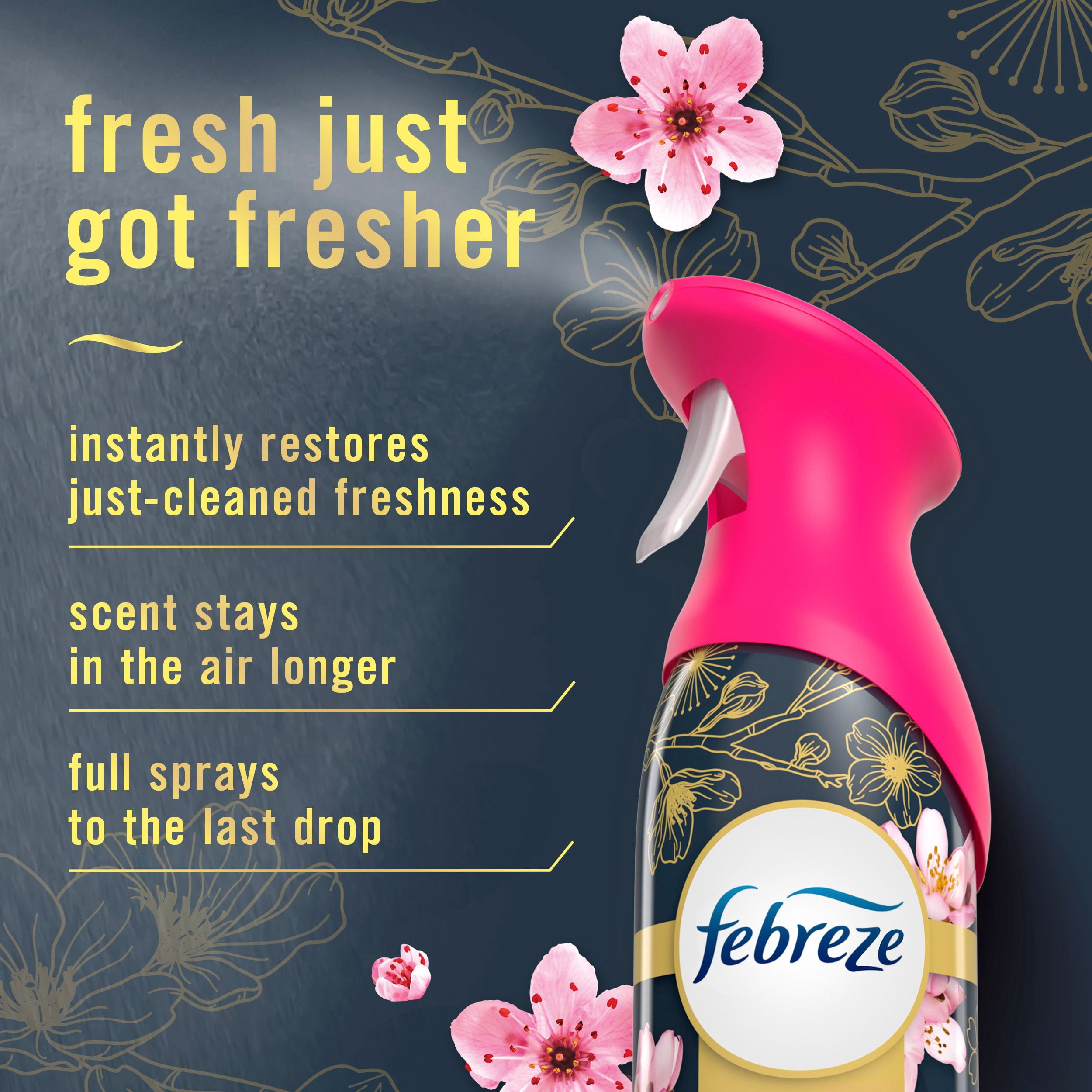 Febreze Air, Assainisseur d'Air en Vaporisateur, Vaporisateur pour Pièces Anti-Odeurs, Fleur de Cerisier, 230g, Lot de 2