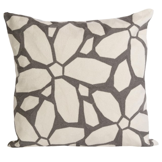 Gouchee Home Clark Cushion 2 pack with 18x18 inch decorative throw pillows in taupe-like grey featuring geometric embroidery on durable cotton canvas, filled with polyester and finished with an invisible zipper closure for easy cleaning, ideal for versatile home décor.