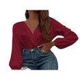 thumbnail image 4 of Combinaison Moulante à Manches Longues pour Femmes, Col en V Profond, Plissée, Aguichant, Imprimé Léopard Patchwork, Hauts de Combinaison pour Dames, 4 Couleurs, Rouge, G, 4 of 5