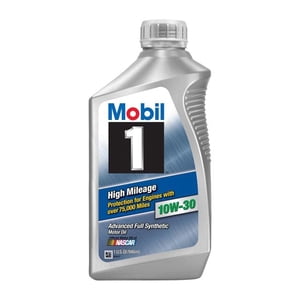 Mobil 1 103535 10W-30 High Mileage Oil Bottles, 1 qt. - Case of 6