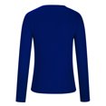 thumbnail image 5 of Penkiiy Mode Automne Femme Manches Longues Extensible Ajusté T-Shirt Côtelé Blouse Basique Unie G Bleu, 5 of 5