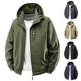 thumbnail image 1 of Sentmoon Coats for Men Solid Color Long Sleeve Hooded Neck Ski Jacket Men Waterproof Plus Size Zipper Windbreaker Men Clothes with Pockets Fall and Winter Streetwear for Walking and Daily, 1 of 9