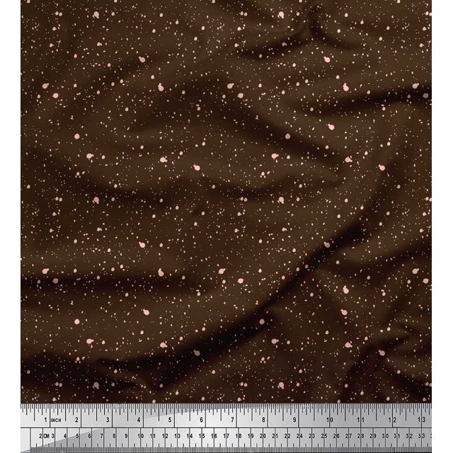 Soimoi Brown Poly Georgette Fabric Brush Stroke Abstract Printed Fabric 1 Yard 42 Inch Wide