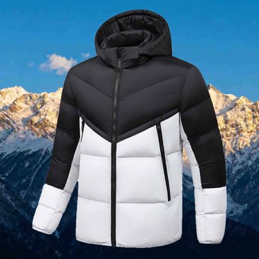 Xuniizn Puffer Jacket Men, Big Tall Thick Thermal Full Zip Hooded Winter Quilted Jacket with Pockets, Soft Cozy Outdoor Windproof Coats