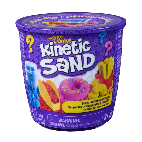 Kinetic Sand, Surprise Takeout Treats, 4 oz Play Sand & 2 Food Accessories (Styles Vary)