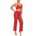 thumbnail image 2 of FOCUSNORM Women Hollow Out Pants Solid Color Elastic High Waist Trousers, 2 of 7