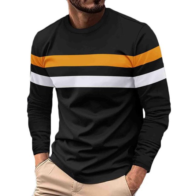 AherBiu T-Shirts à Manches Longues pour Hommes à Col Ras du Cou Ajustés Décontractés Mode Golf Sports Tees Hauts