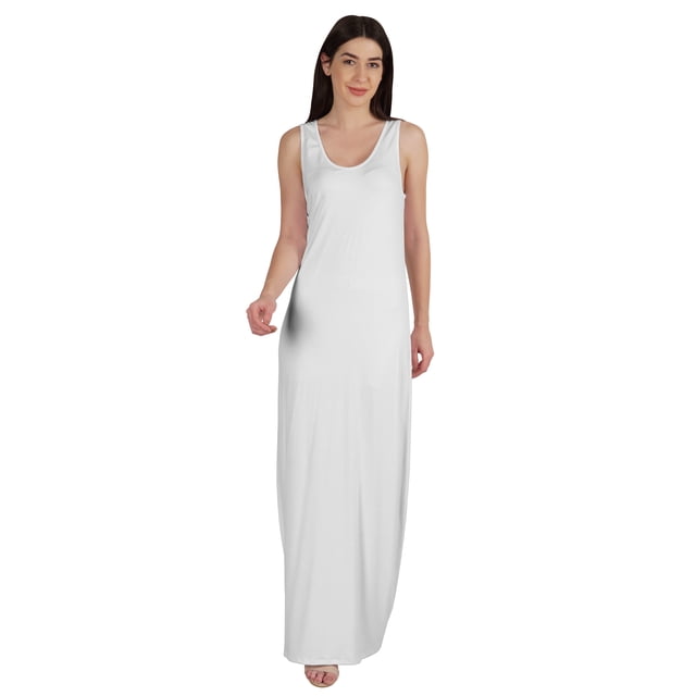 Inkmeso Basics Robe Longue Débardeur Sans Manches pour Femmes Décontractée d'Été de Tous les Jours en Jersey