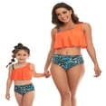 thumbnail image 1 of Family Matching Swimwear Mom and Daughter Patchwork Bra Ruffled Tops with Briefs Swimsuit, 1 of 6