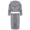 thumbnail image 4 of Innerwin Dressing Gown Solid Color Men Wrap Robe Home Hooded Thicken Plush Bath Robes Gray White XL, 4 of 5