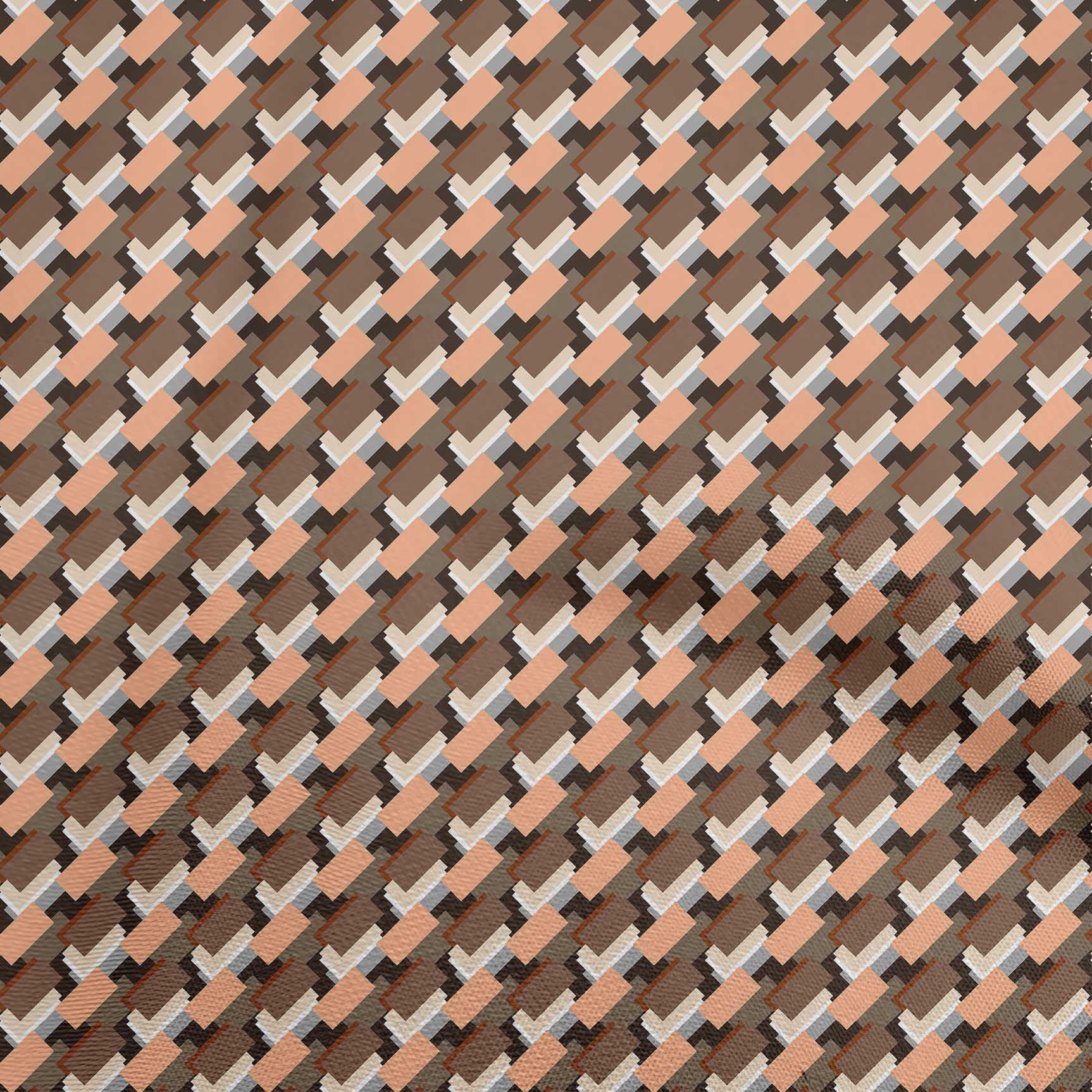 oneOone Cotton Flex Brown Fabric Geometric Sewing Material Print Fabric By The Yard 40 Inch Wide