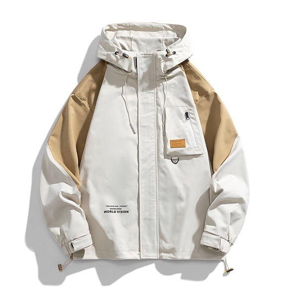 Mceream Mens Oversized Hooded Jackets Male Hip Hop Streetwear Casual Outdoor Cargo Jackets with Pockets Plus Size Outwear Chaquetas De Invierno Para Hombre Khaki XXXXXL