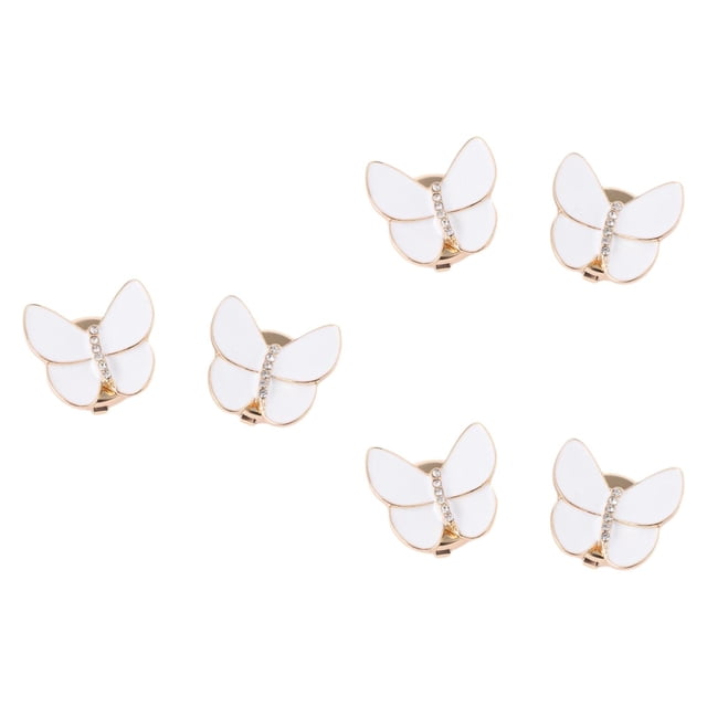 GUOOL 6 Pieces Butterfly Button Covers Shirt Cufflinks for Banquet Wedding Blouses White