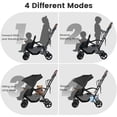 thumbnail image 3 of INFANS Double Stroller with Leather Handle, Front Seat 2-Position Recline, Rear Standing Board, 5-Point Harnesses, Dual Rear Brakes and Lockable Front Wheels, Baby Pushchair for Toddlers, 3 of 9