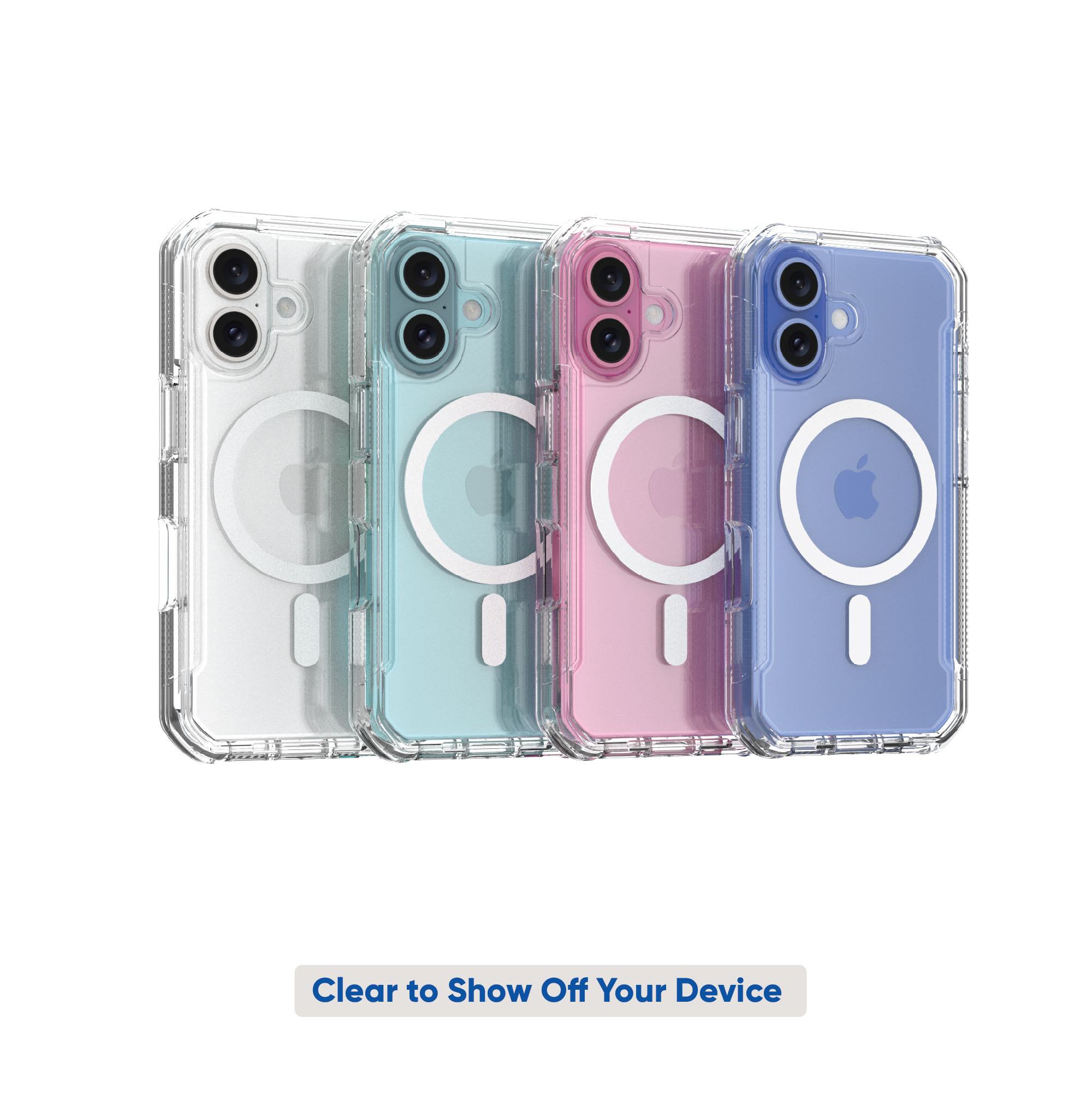 Étui robuste pour iPhone 16 compatible MagSafe avec protection Smartport, transparent d’onn.