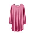 thumbnail image 2 of AherBiu T-Shirts pour Femmes à Col Rond, T-Shirts de Pyjama Amples, Été, Légers, Doux, Tunique à Manches Courtes, Hauts, Couleur Unie, 2 of 3
