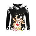 thumbnail image 4 of Blouses pour Femmes Décontractées Élégantes Imprimé de Noël Manches Trois-Quarts Col Rond Manches Longues pour Femmes en Solde, 4 of 4