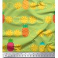 thumbnail image 1 of Soimoi Tissu en Rayonne Vert Imprimé Tranches de Pin et Citron au Mètre 56 Pouces de Large, 1 of 5