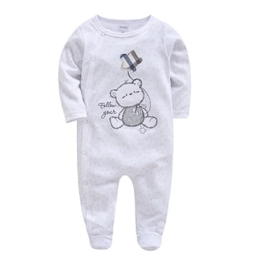Pisexur Baby Boys Girls Rompers Long Sleeve Round Neck One Piece Toddler Romper Cotton Baby Girl Newborn Clothes Unisex Infant Clothes Jumpsuits 0-12 Months
