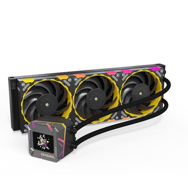 YESTON Yeston Zeus XT 360 Liquid Cooling Fan with Real-Time Temperature Display and 2.4-Inch Color Screen, Black Finish, Ideal for LGA1700/115X/AM4/AM5 Compatible Platforms