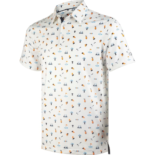Men's Golf Shirts Short Sleeve Moisture Wicking Dry Fit Print Patterns Collared Performance Polo Golf Shirts for Men