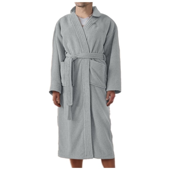 FhsagQ Pajamas Mens Pajamas Sleepwear Loose Fit Super Fit Autumn Winter Men's Long Bathrobe Bathrobe Home Wear Mens Pajamas Cotton Long Super Fit Comfortable Pajamas for Men Pack Super Fit Grey XL