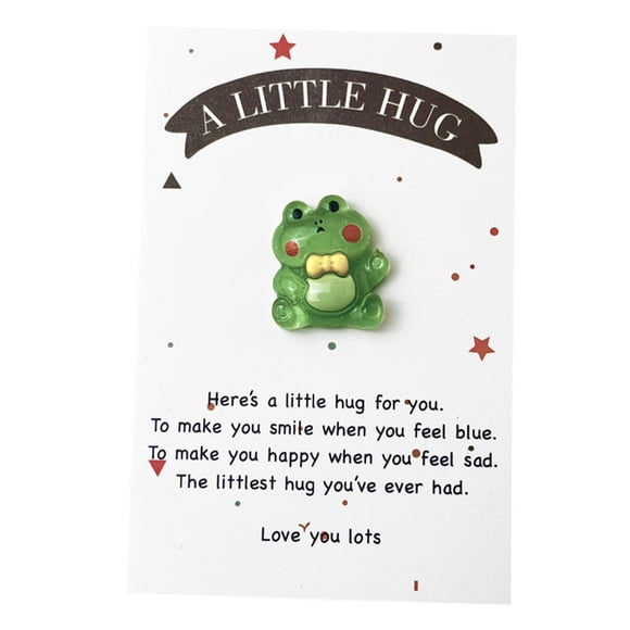 Frog Figurine Greeting Card Pocket Hug Dinosaur Decoration, Pocket Hug Dinosaur Decoration with Greeting Card, Frog Figurine Resin Ornament for Friends Family Birthday
