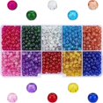 thumbnail image 1 of CHUANK 100pcs 10 Color Crackle Glass Beads 10mm Handcrafted Lampwork Round Crystal Beads Bulk, 1 of 9