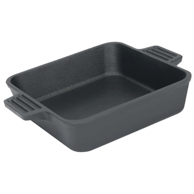 Bayou Classic Moule à Gâteau en Fonte Pré-Assaisonnée 8 x 8 Pouces, Plat de Cuisson Présenté dans une Vue Orientée vers l'Avant. le Moule en Fonte Noir Présente une construction Robuste avec Deux Poignées Latérales Ergonomiques pour une Manipulation Facile. Sa surface Pré-Assaisonnée Assure une distribution Uniforme de la Chaleur et Rehausse la Saveur des Aliments, le Rôtissant, le Grillage et la Friture. Ce Moule Polyvalent Est Idéal pour Préparer des Plats comme le Pain de Maïs, le Rôtissage et la pizza à Fond Profond.